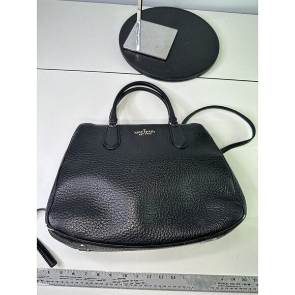For Repair - Kate Spade Leighton Large Satchel Tote Black Pebbled Leather Purse - Picture 7 of 12